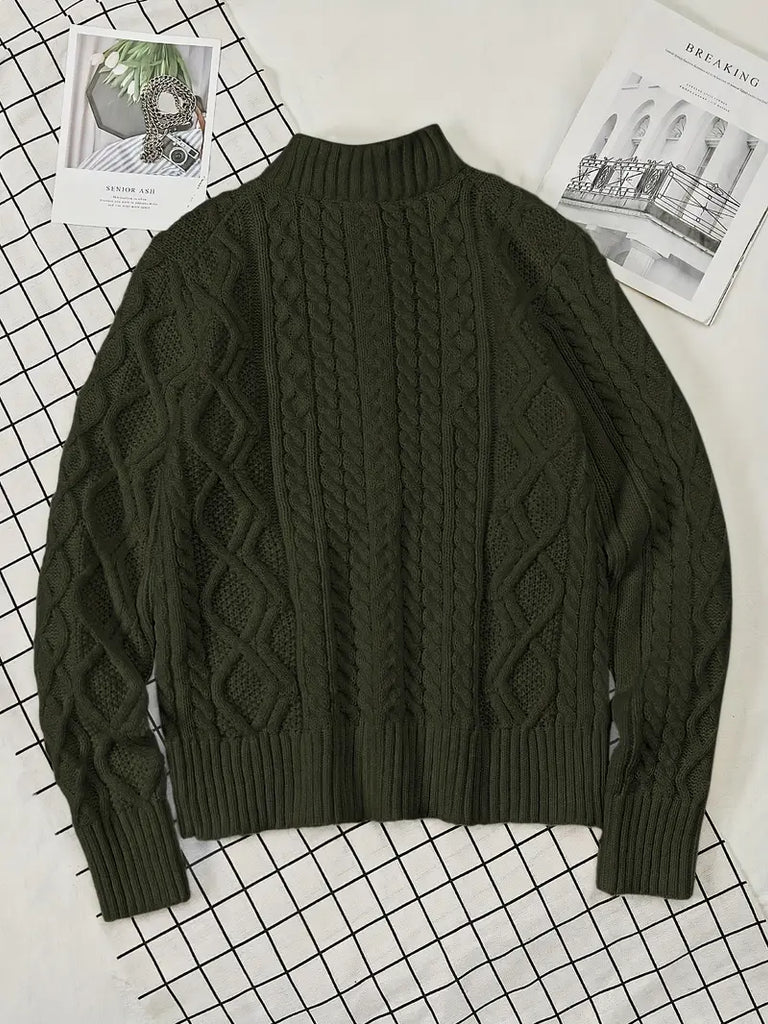 Pull homme en maille à col montant zippé