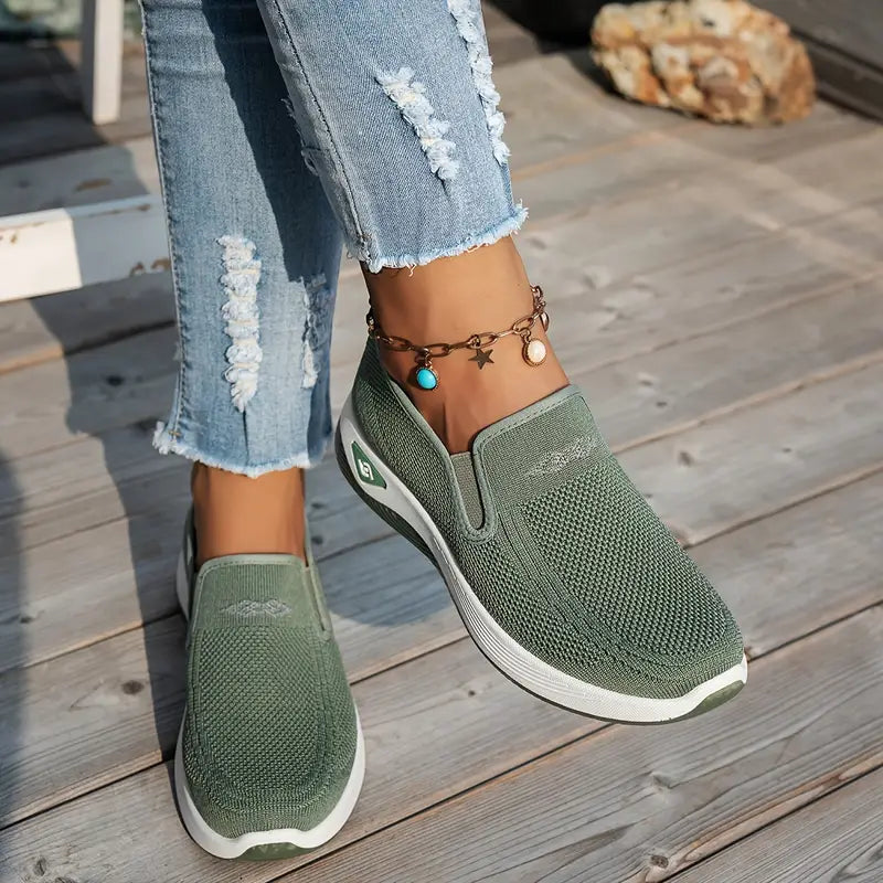 Chaussures de marche à enfiler en tricot pour femmes