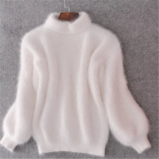 Pull ample en maille unie - Pull vintage en angora