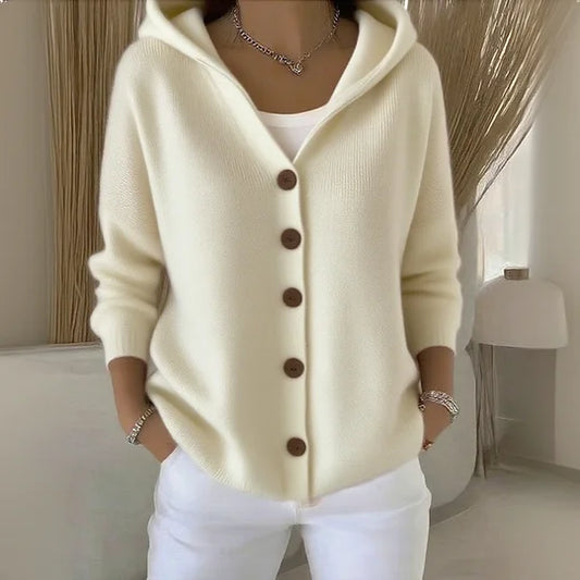 Cardigan à manches longues pour femme en coton doux, confortable et décontracté