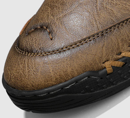 Chaussures de marche sans lacets en cuir véritable pour hommes