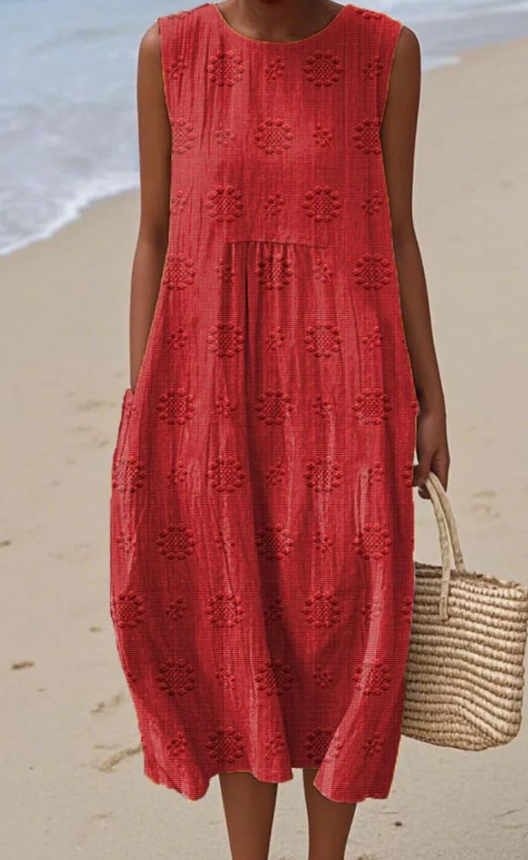 ROBE SANS MANCHES ÉLÉGANTE EN COTON AVEC POCHES