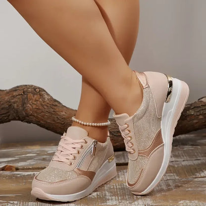 Nouvelles baskets orthopédiques à lacets et fermeture éclair latérale pour femmes