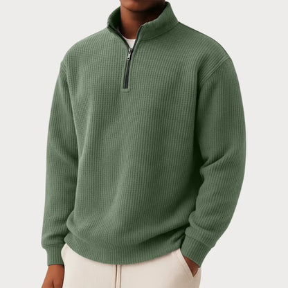 Pull en maille côtelée à demi-zip pour homme