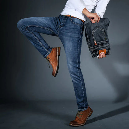 Jeans fuselés extensibles 4 directions de qualité supérieure pour hommes