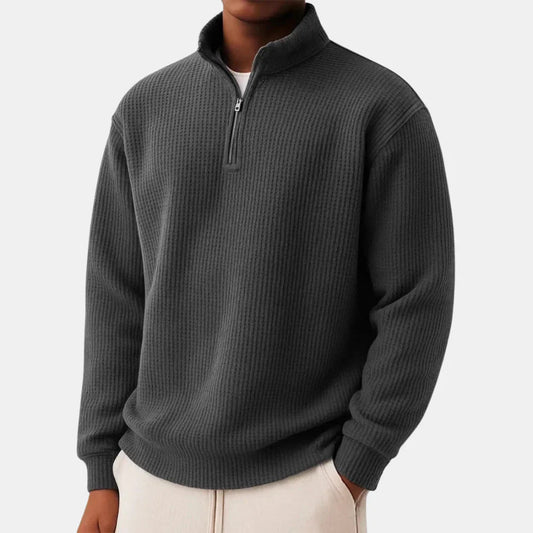 Pull en maille côtelée à demi-zip pour homme
