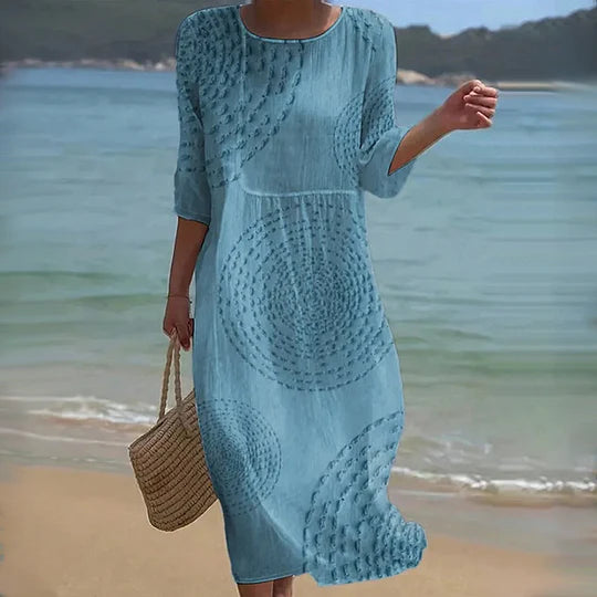 Robe ample mi-longue à imprimé côtier pour femme