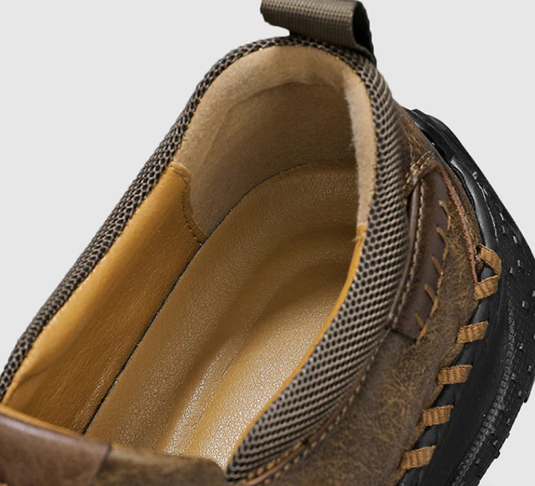 Chaussures de marche sans lacets en cuir véritable pour hommes