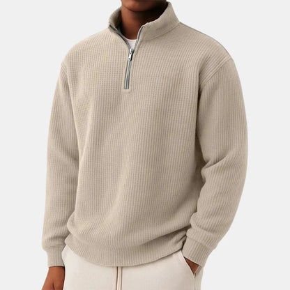 Pull en maille côtelée à demi-zip pour homme