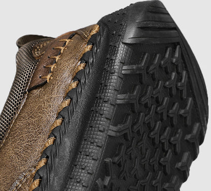 Chaussures de marche sans lacets en cuir véritable pour hommes