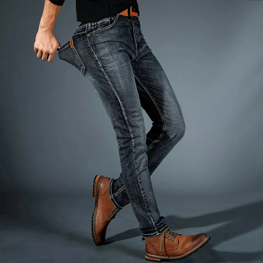 Jeans fuselés extensibles 4 directions de qualité supérieure pour hommes