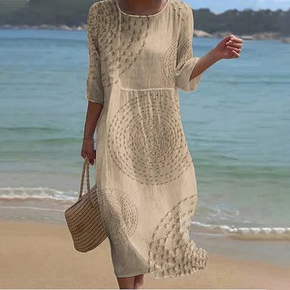 Robe ample mi-longue à imprimé côtier pour femme