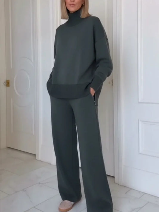 Ensemble Femme Haut de Voyage à Col Montant avec Zip Latéral & Pantalon Droit