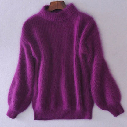 Pull ample en maille unie - Pull vintage en angora
