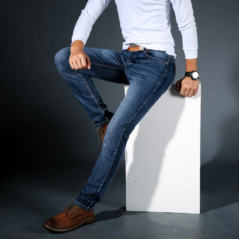 Jeans fuselés extensibles 4 directions de qualité supérieure pour hommes