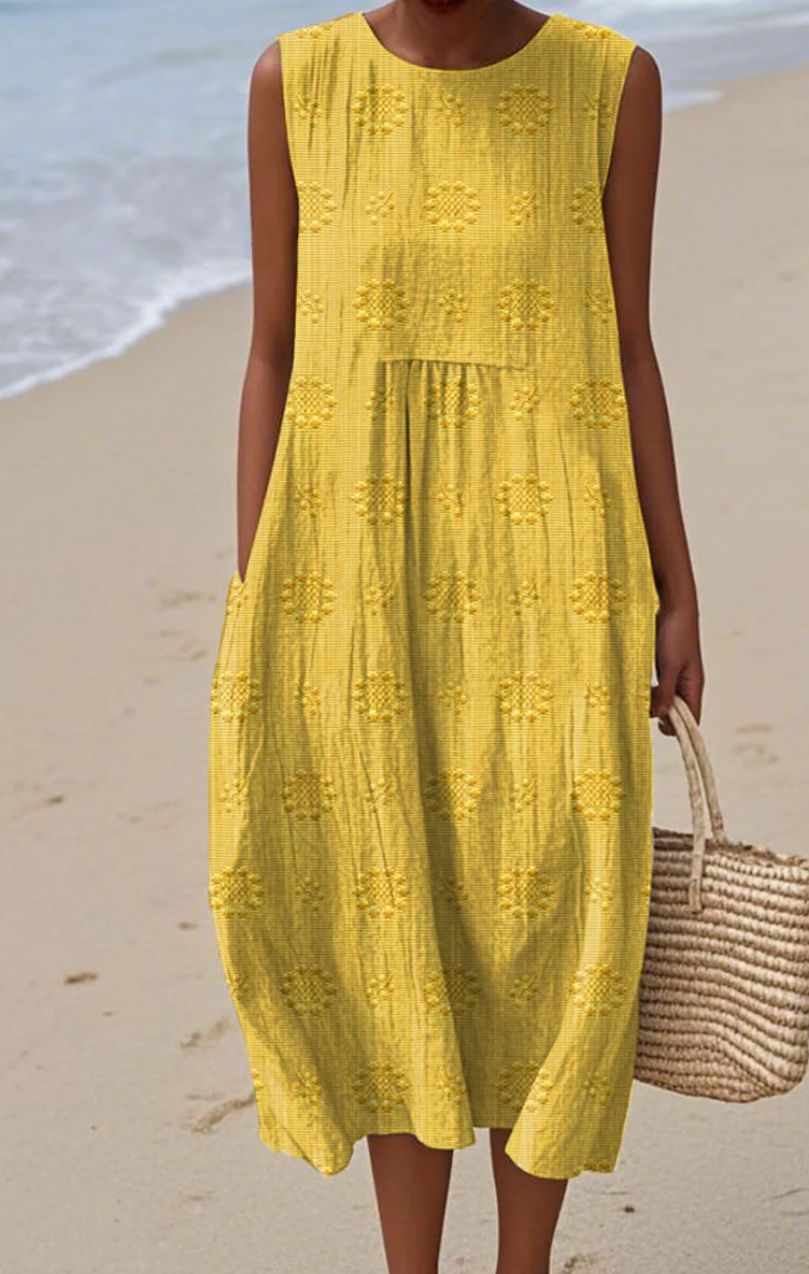 ROBE SANS MANCHES ÉLÉGANTE EN COTON AVEC POCHES