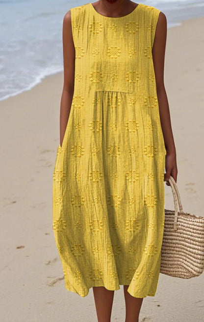 ROBE SANS MANCHES ÉLÉGANTE EN COTON AVEC POCHES