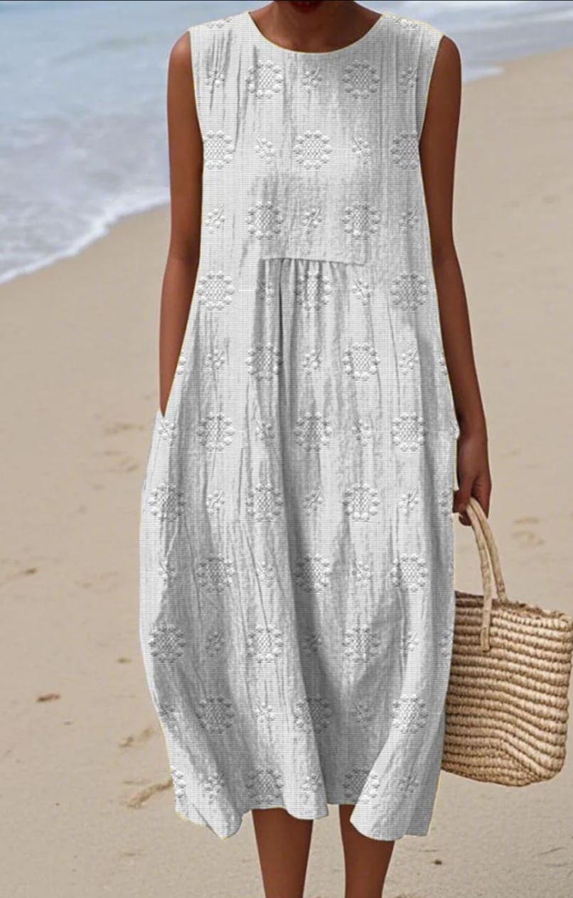 ROBE SANS MANCHES ÉLÉGANTE EN COTON AVEC POCHES