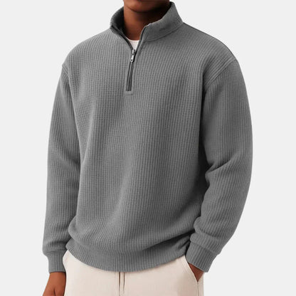 Pull en maille côtelée à demi-zip pour homme