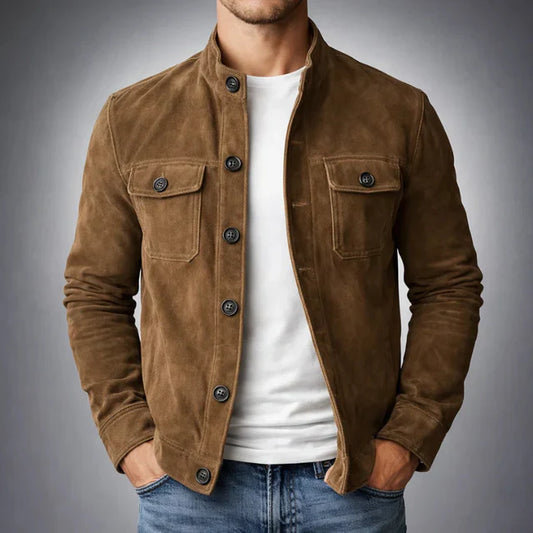 Veste en daim boutonnée pour homme