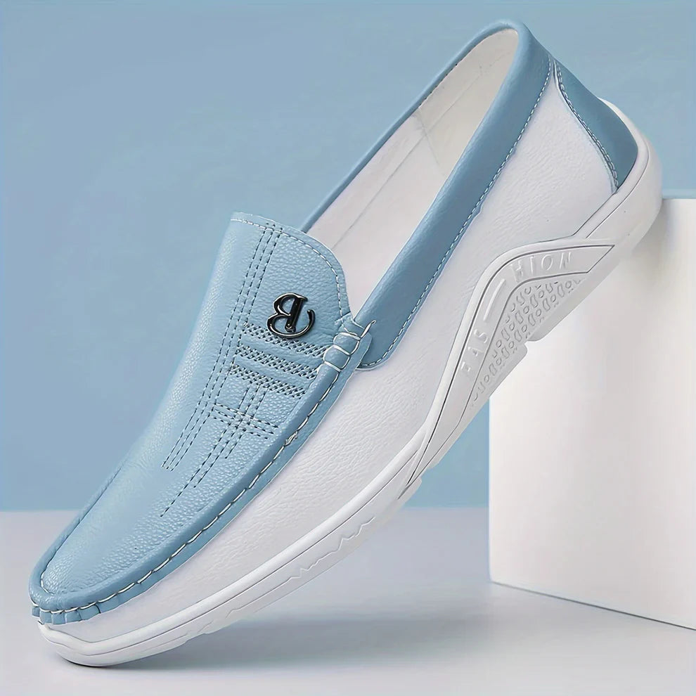 Mocassins pour hommes en cuir véritable, semelle souple antidérapante et soutien de la voûte plantaire