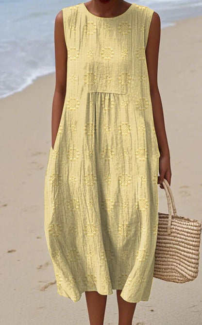 ROBE SANS MANCHES ÉLÉGANTE EN COTON AVEC POCHES