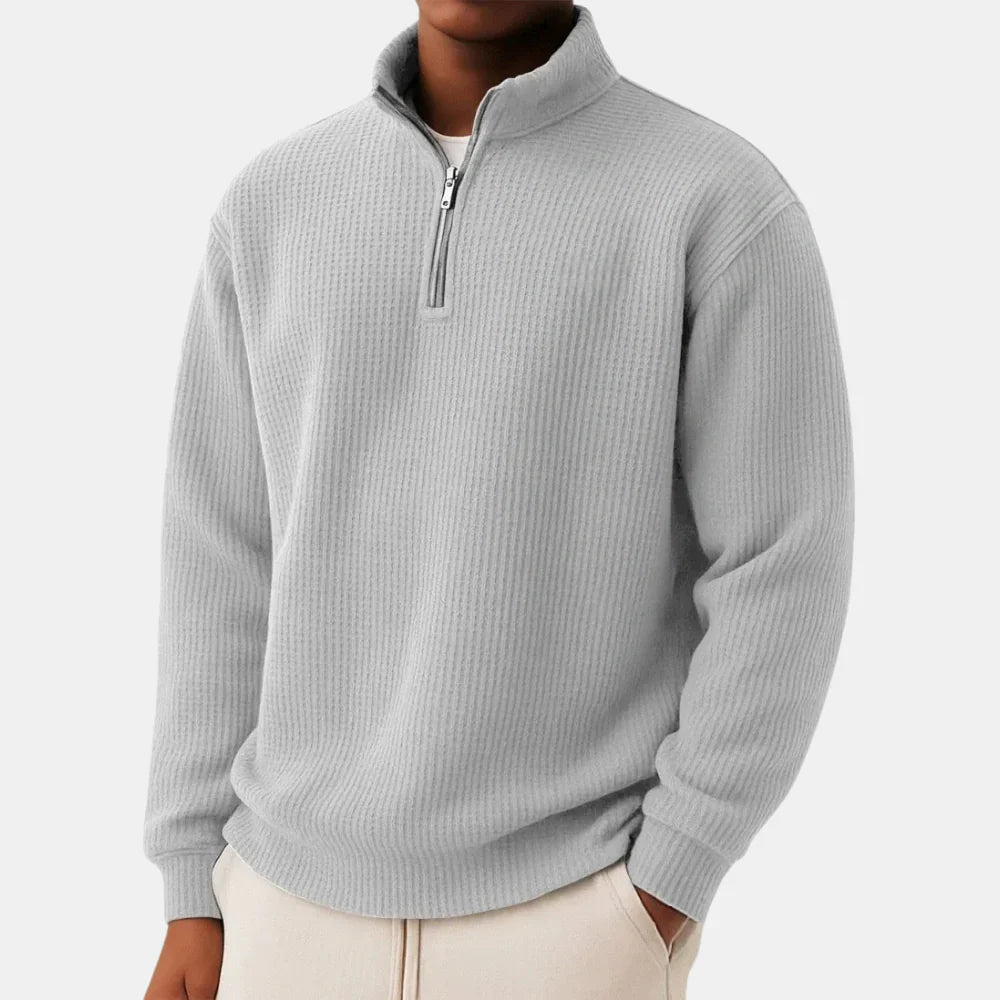 Pull en maille côtelée à demi-zip pour homme