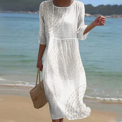 Robe ample mi-longue à imprimé côtier pour femme