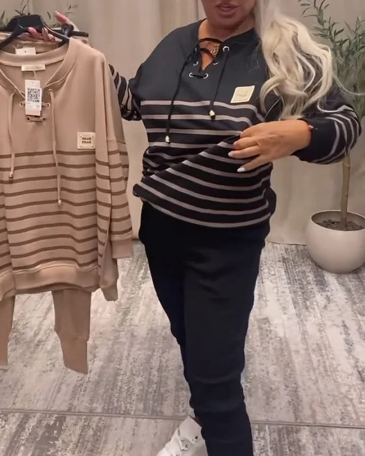 Striped ComfortFit Ensemble Loungewear Deux Pièces