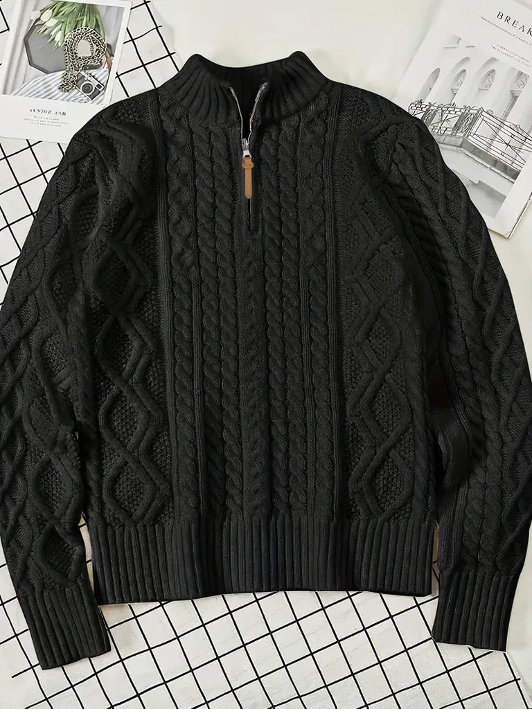 Pull homme en maille à col montant zippé