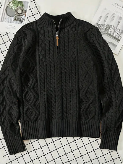 Pull homme en maille à col montant zippé
