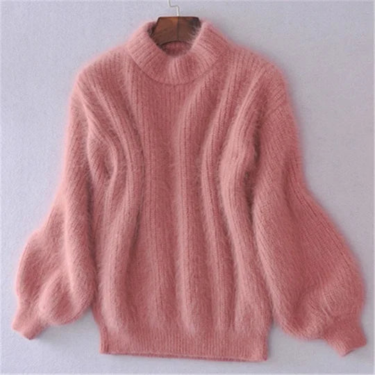 Pull ample en maille unie - Pull vintage en angora