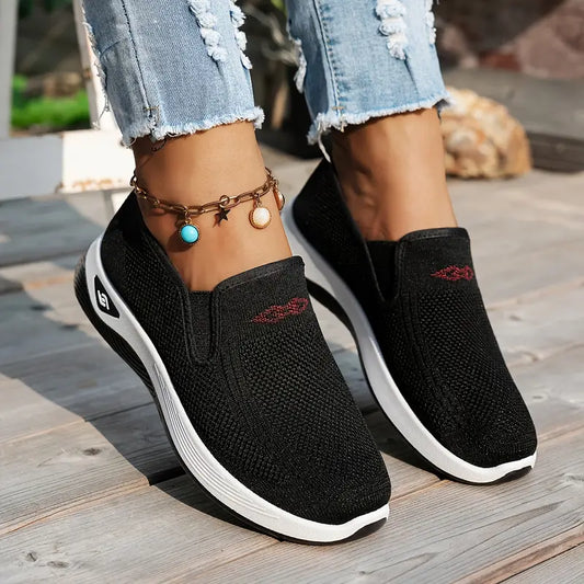 Chaussures de marche à enfiler en tricot pour femmes