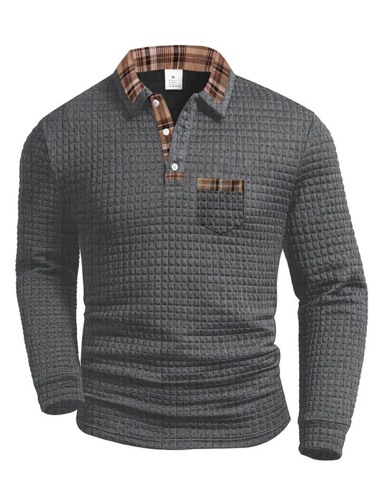Pull à manches longues en maille texturée classique pour homme