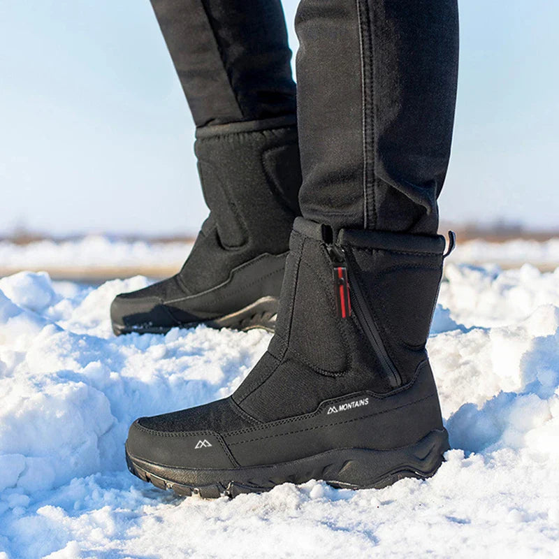 Bottes de neige imperméables, isolées et zippées pour hommes, tout terrain