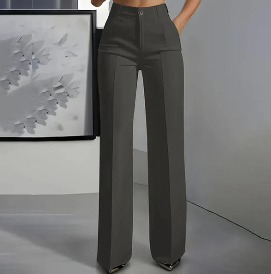 Pantalon Femme Taille Haute à Coupe Droite Tailleur