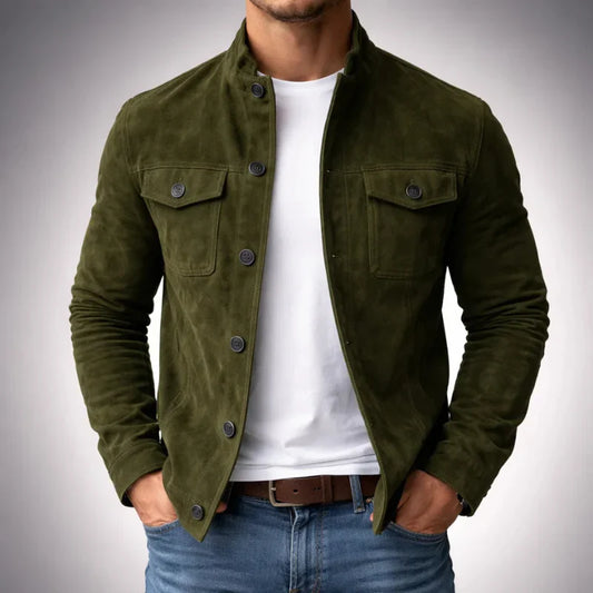 Veste en daim boutonnée pour homme