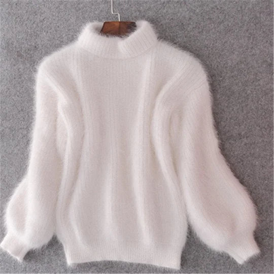 Pull ample en maille unie - Pull vintage en angora