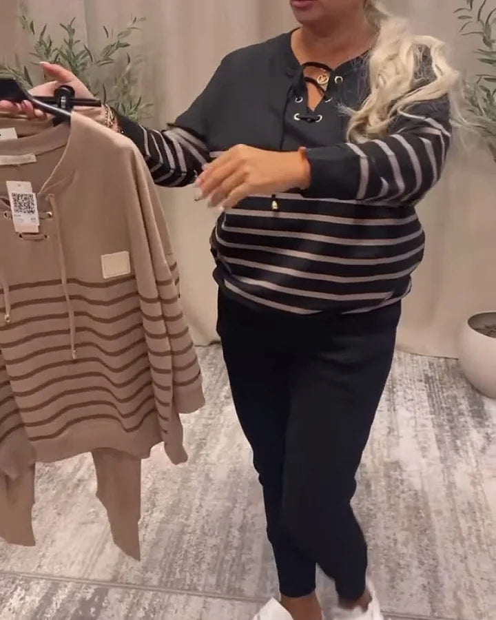 Striped ComfortFit Ensemble Loungewear Deux Pièces