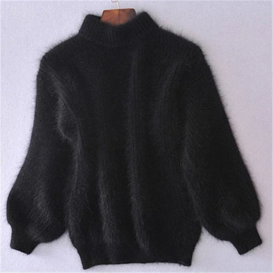 Pull ample en maille unie - Pull vintage en angora