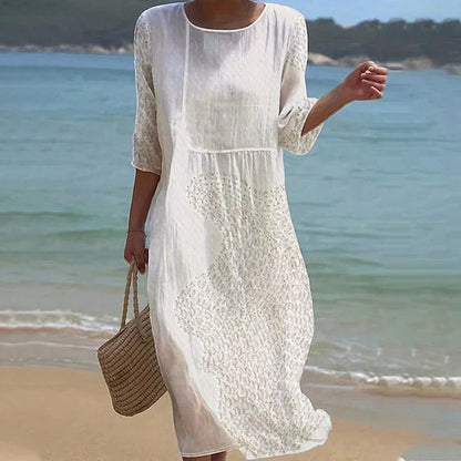 Robe ample mi-longue à imprimé côtier pour femme