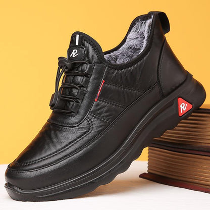 Chaussures d’hiver en cuir imperméables doublées polaire antidérapantes pour homme