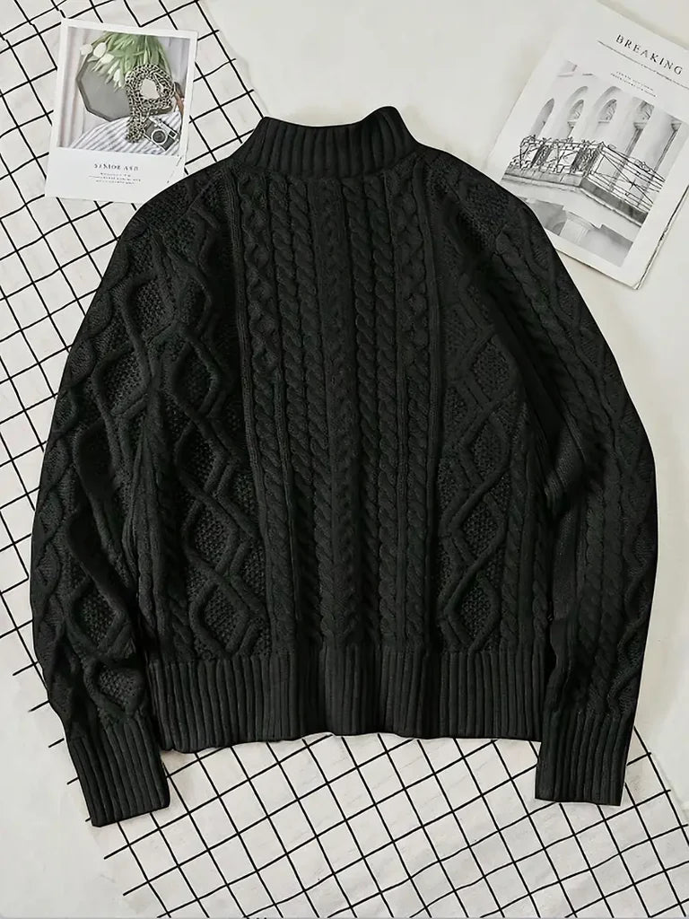 Pull homme en maille à col montant zippé