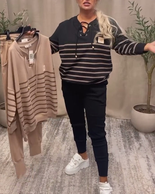 Striped ComfortFit Ensemble Loungewear Deux Pièces