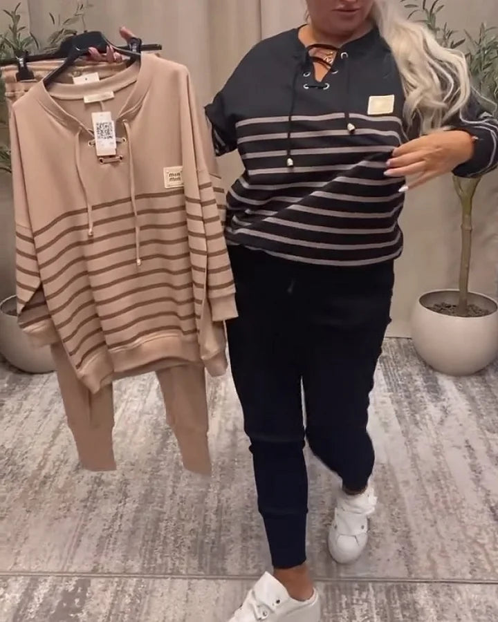 Striped ComfortFit Ensemble Loungewear Deux Pièces