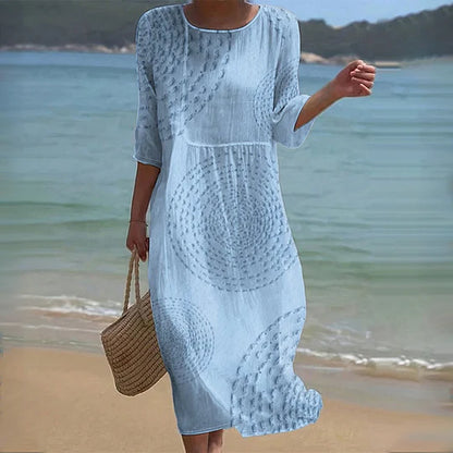 Robe ample mi-longue à imprimé côtier pour femme