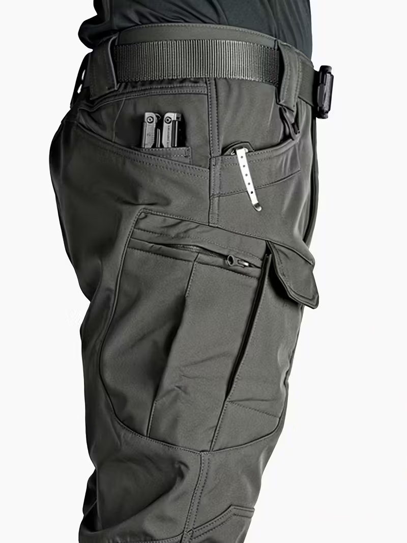 Pantalon cargo tactique d'hiver pour homme, doublé polaire
