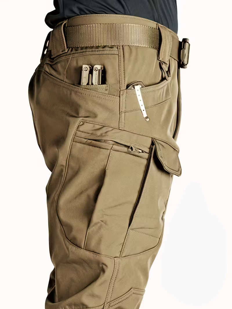 Pantalon cargo tactique d'hiver pour homme, doublé polaire